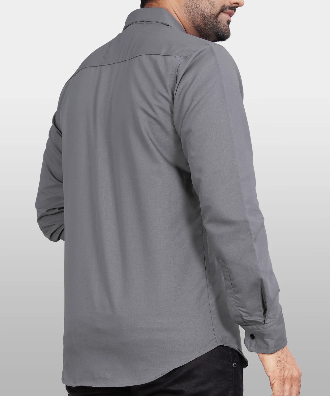 Men's Shirt Regular Fit Solid Formal Shirt with Black Contrast Detail – Grey