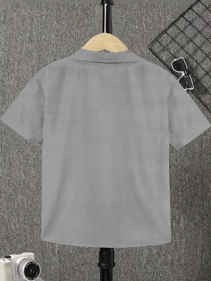 Men’s Solid Grey Short Sleeve Casual Shirt