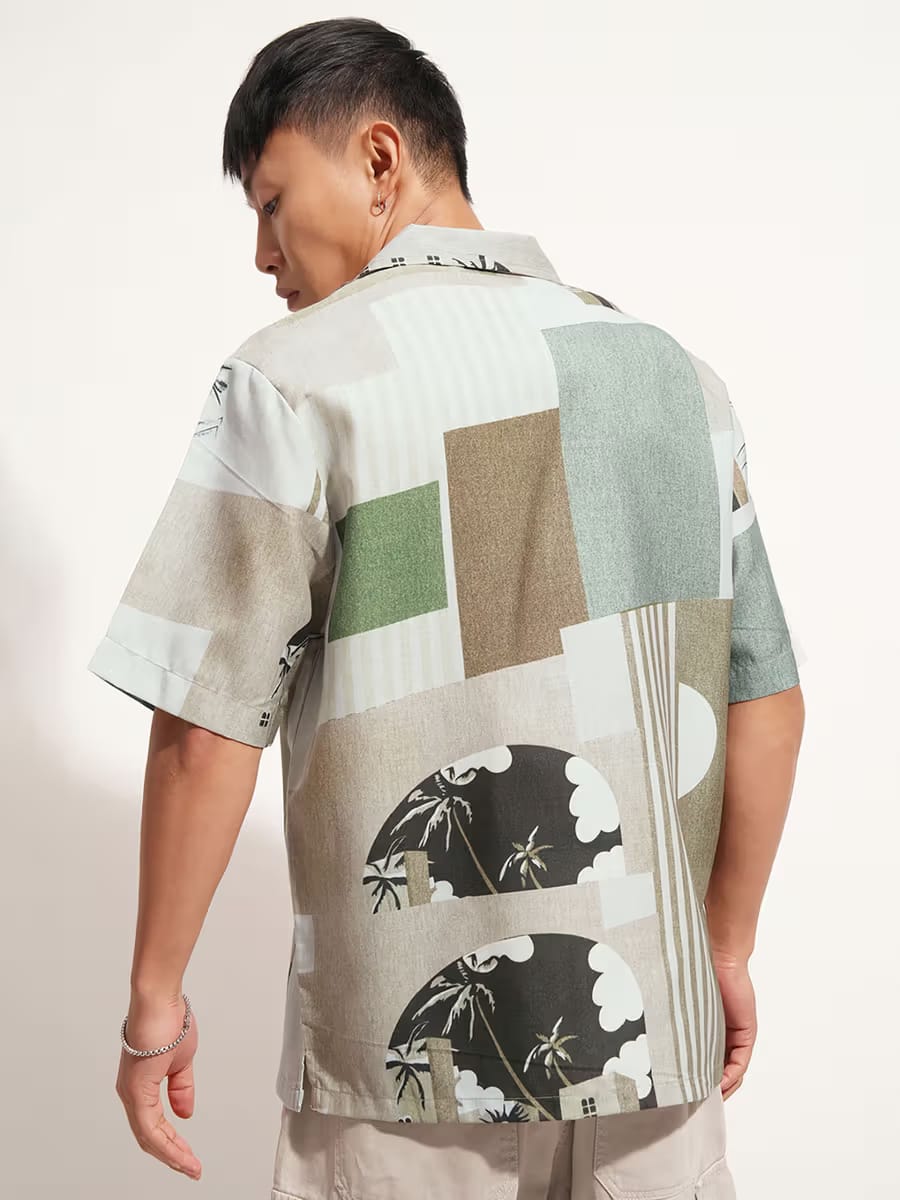 Men’s Abstract Patchwork Print Shirt