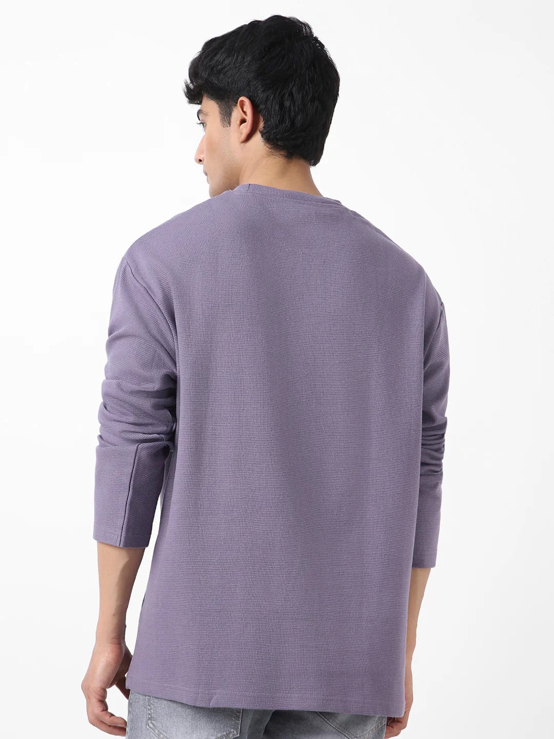 Men’s Solid Lavender Full Sleeve T-Shirt