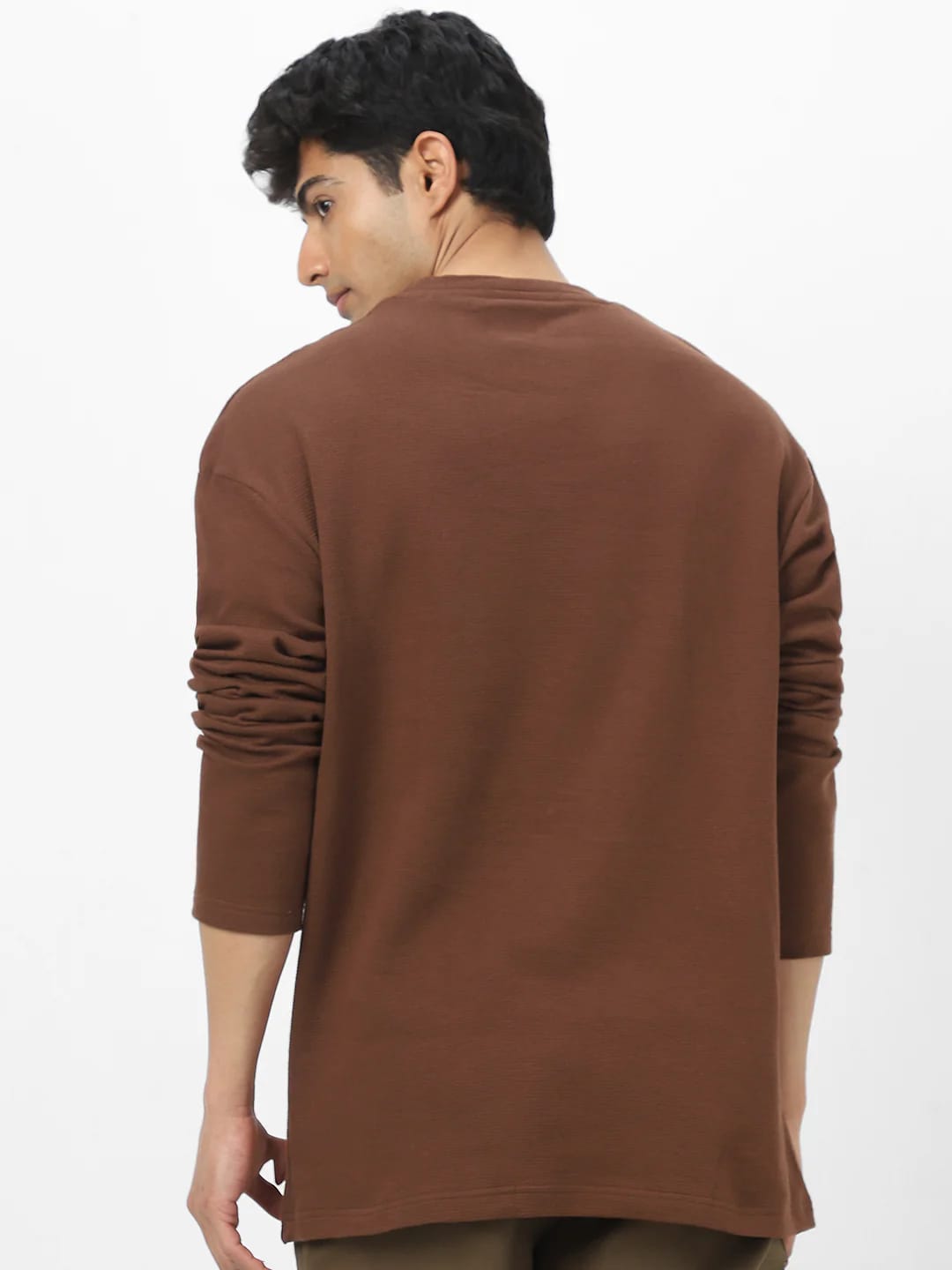Men’s Solid Brown Full Sleeve T-Shirt
