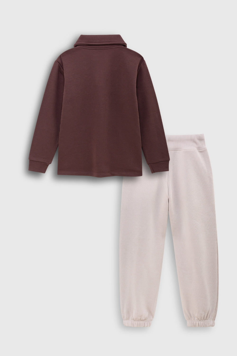 Kids 2-Piece Polo Sweatshirt & Jogger Set – Soft Fleece Lounge Set
