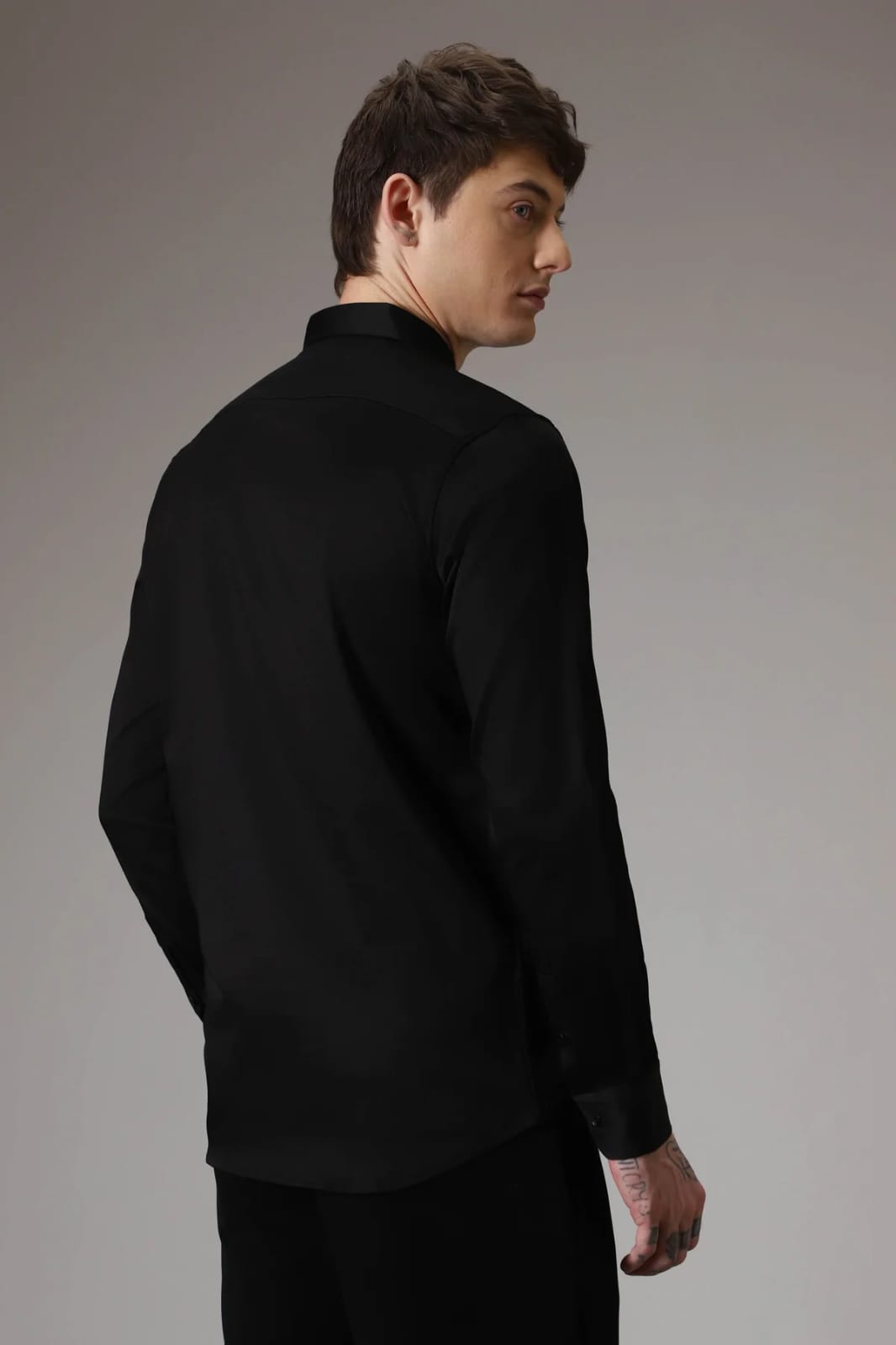 Men's Premium Black Hand-Embroidered Designer Shirt