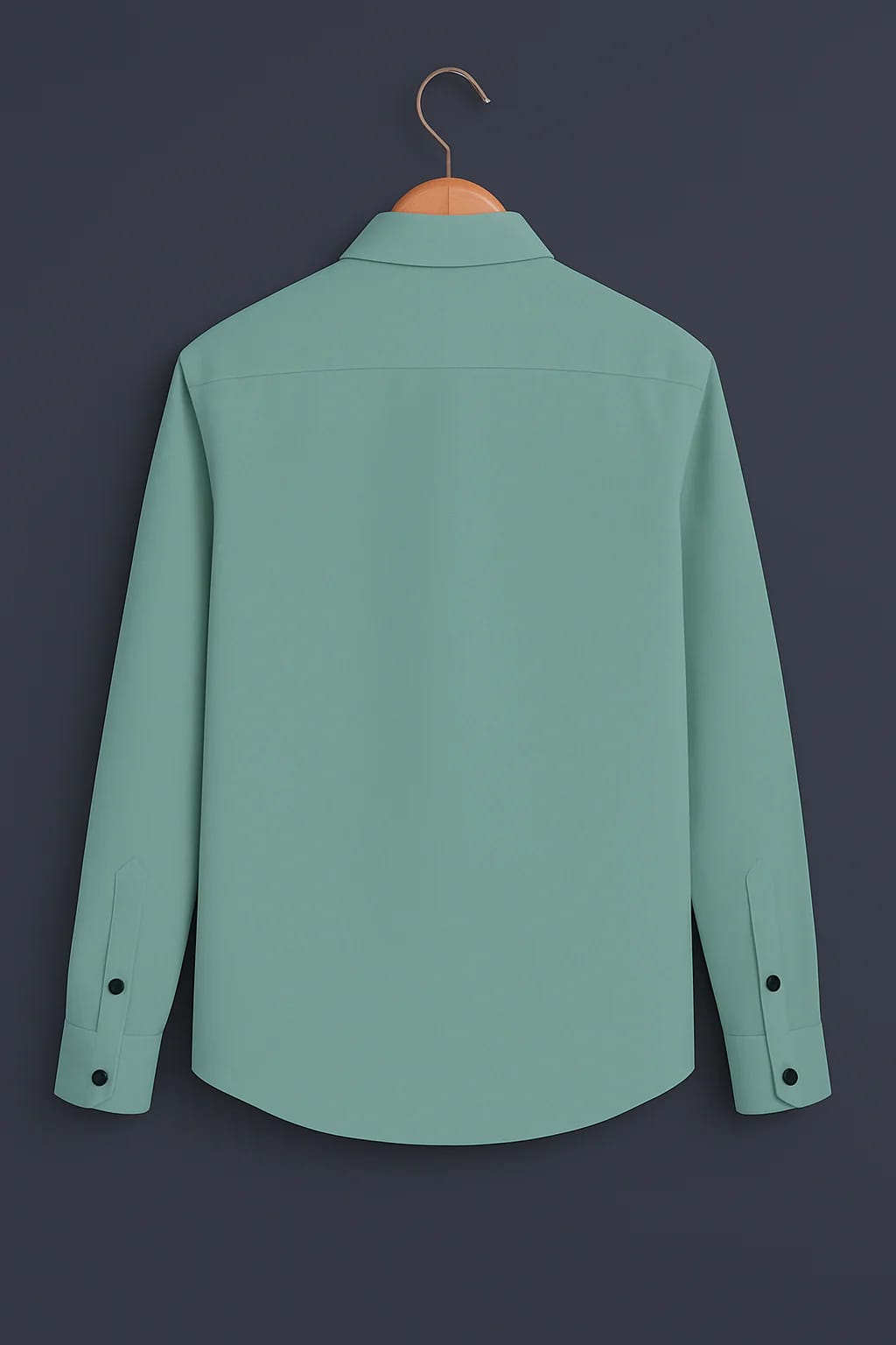 Men’s Sage Green Long Sleeve Casual Shirt with Half-Sunflower Line Art