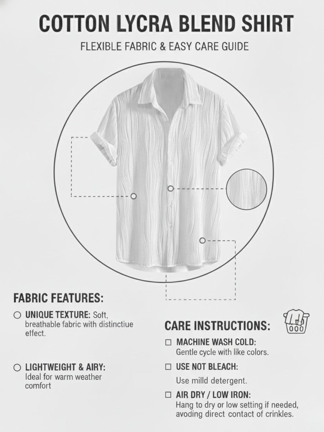 Men’s Off-White Textured Pleated Short Sleeve Resort Shirt