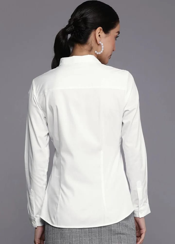 Women’s Classic Solid White Formal Button-Down Shirt