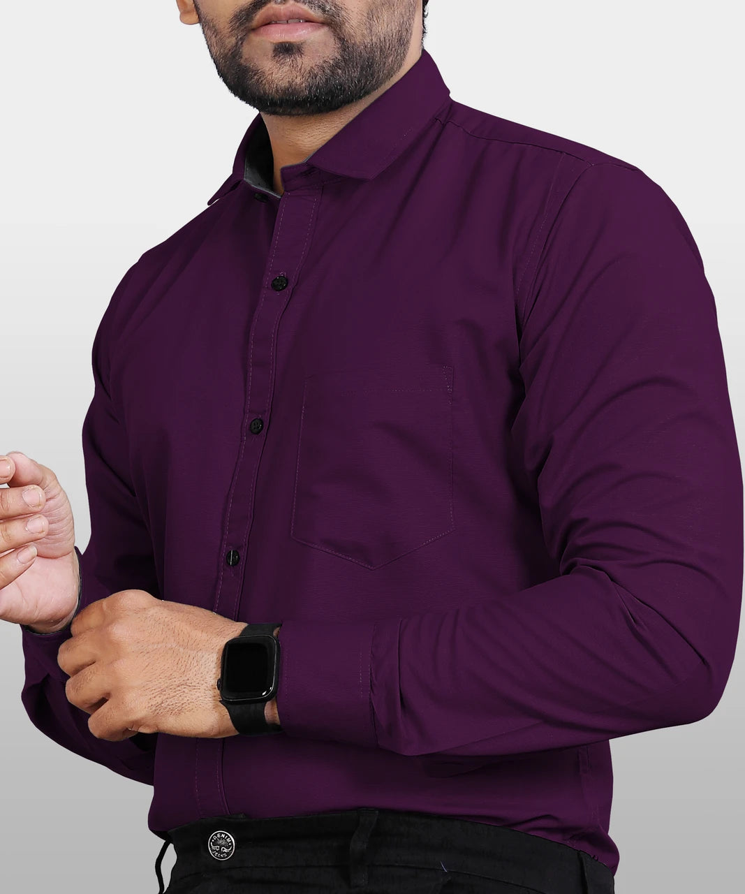 Jadoun Creation Men's Solid Regular Fit Formal Shirt – Deep Plum
