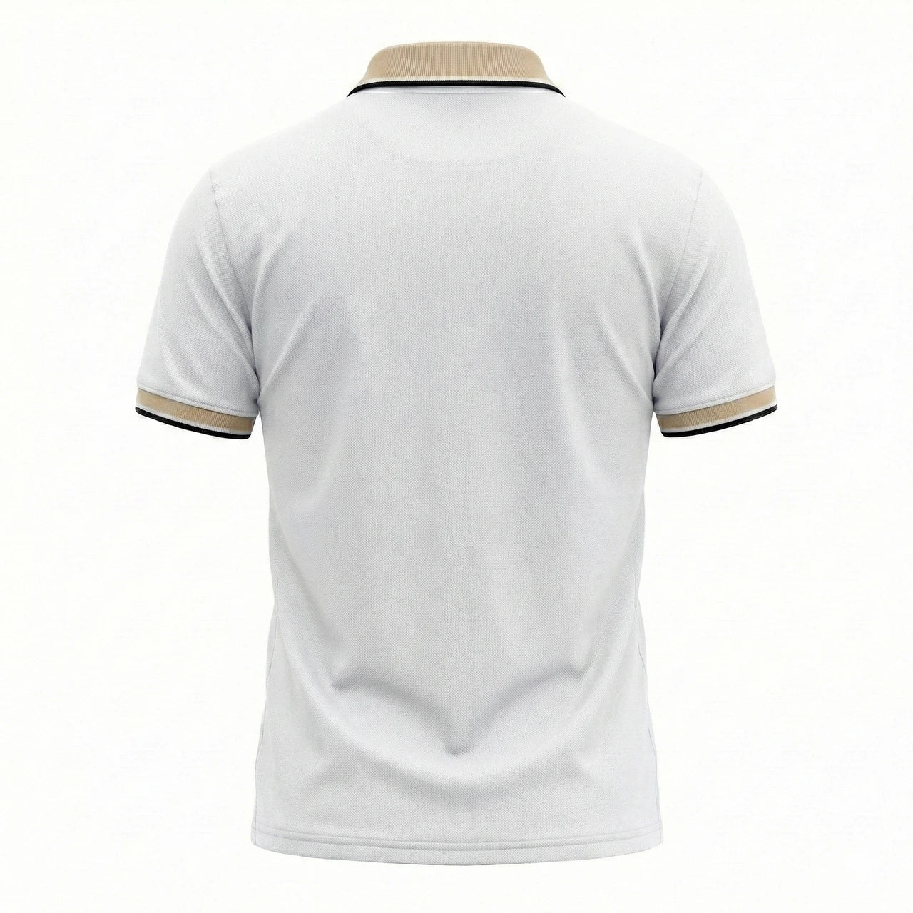 Men’s Solid Polo T-Shirt with Contrast Collar & Chest Patch – White