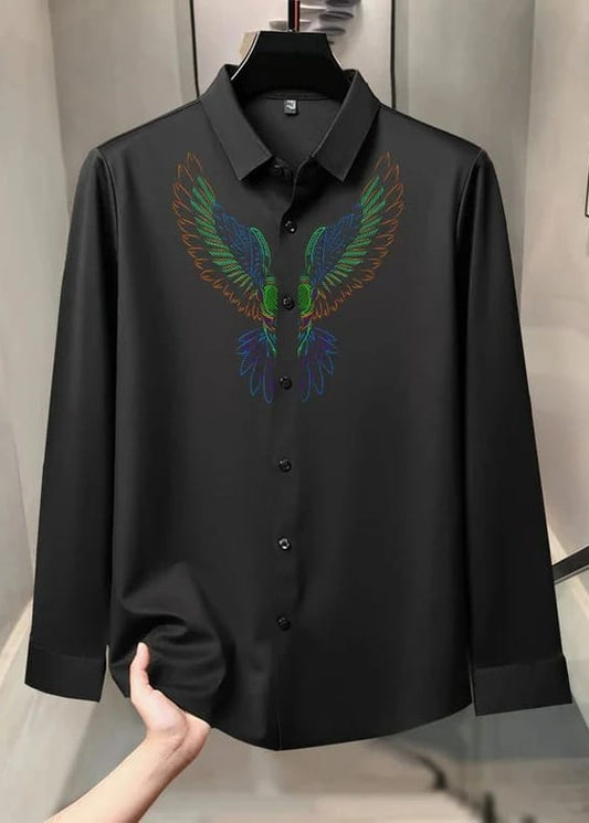 Men’s Premium Black Embroidered Casual Shirt