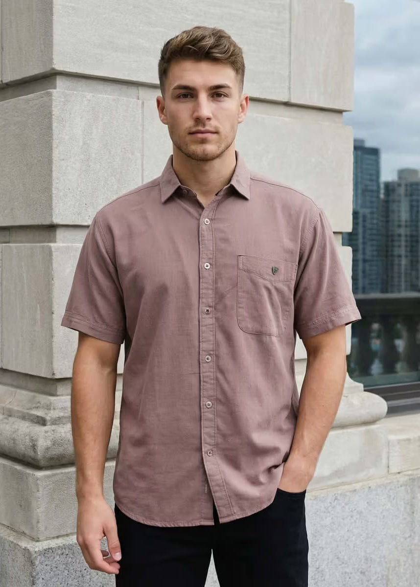 Men’s Solid Mauve Casual Shirt