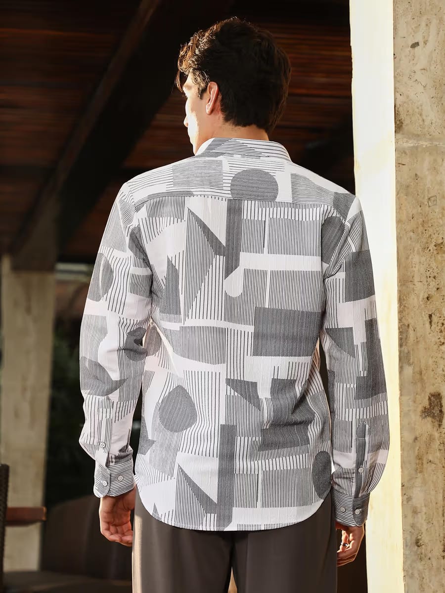 Men’s Geometric Print Casual Shirt