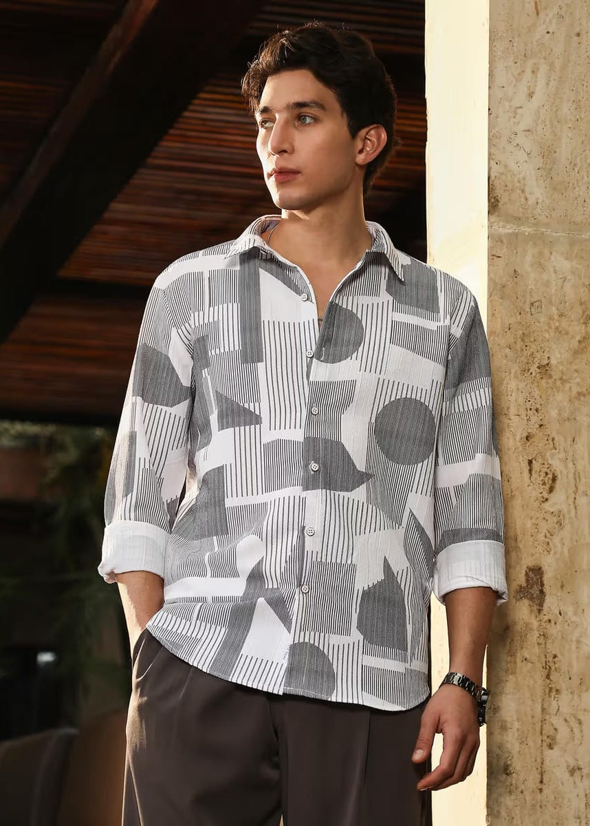 Men’s Geometric Print Casual Shirt