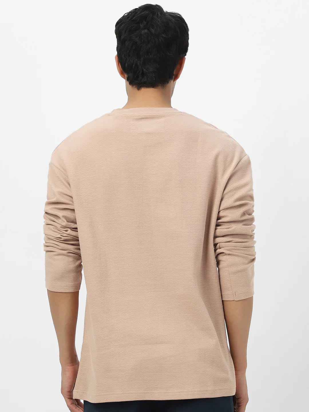 Men’s Solid Beige Full Sleeve T-Shirt