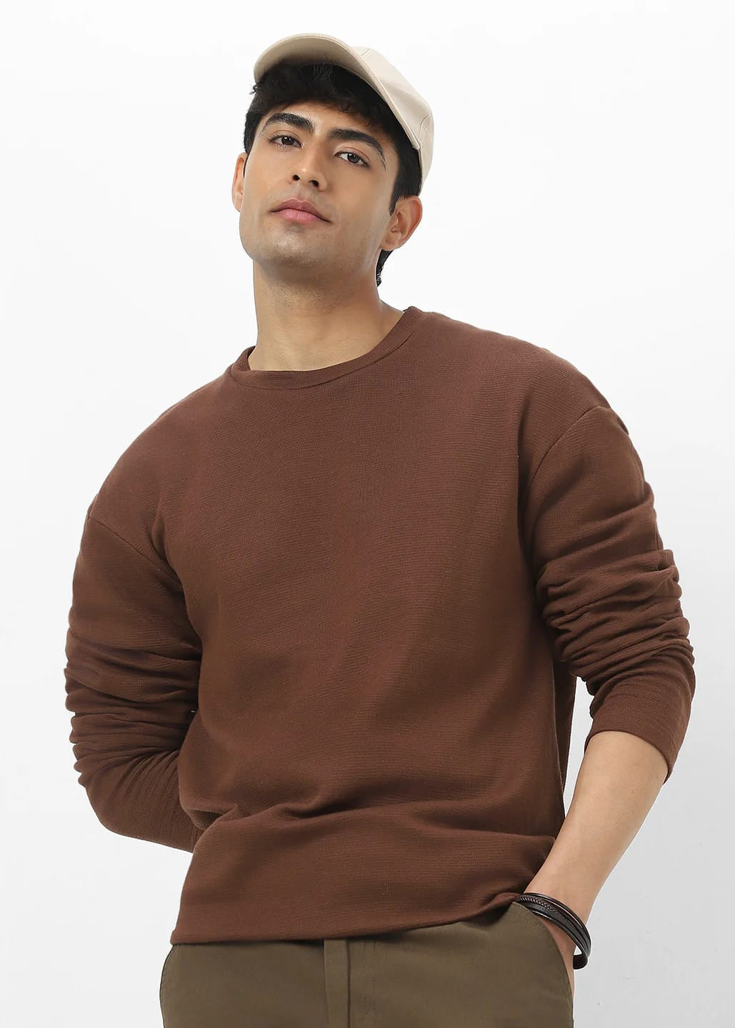Men’s Solid Brown Full Sleeve T-Shirt