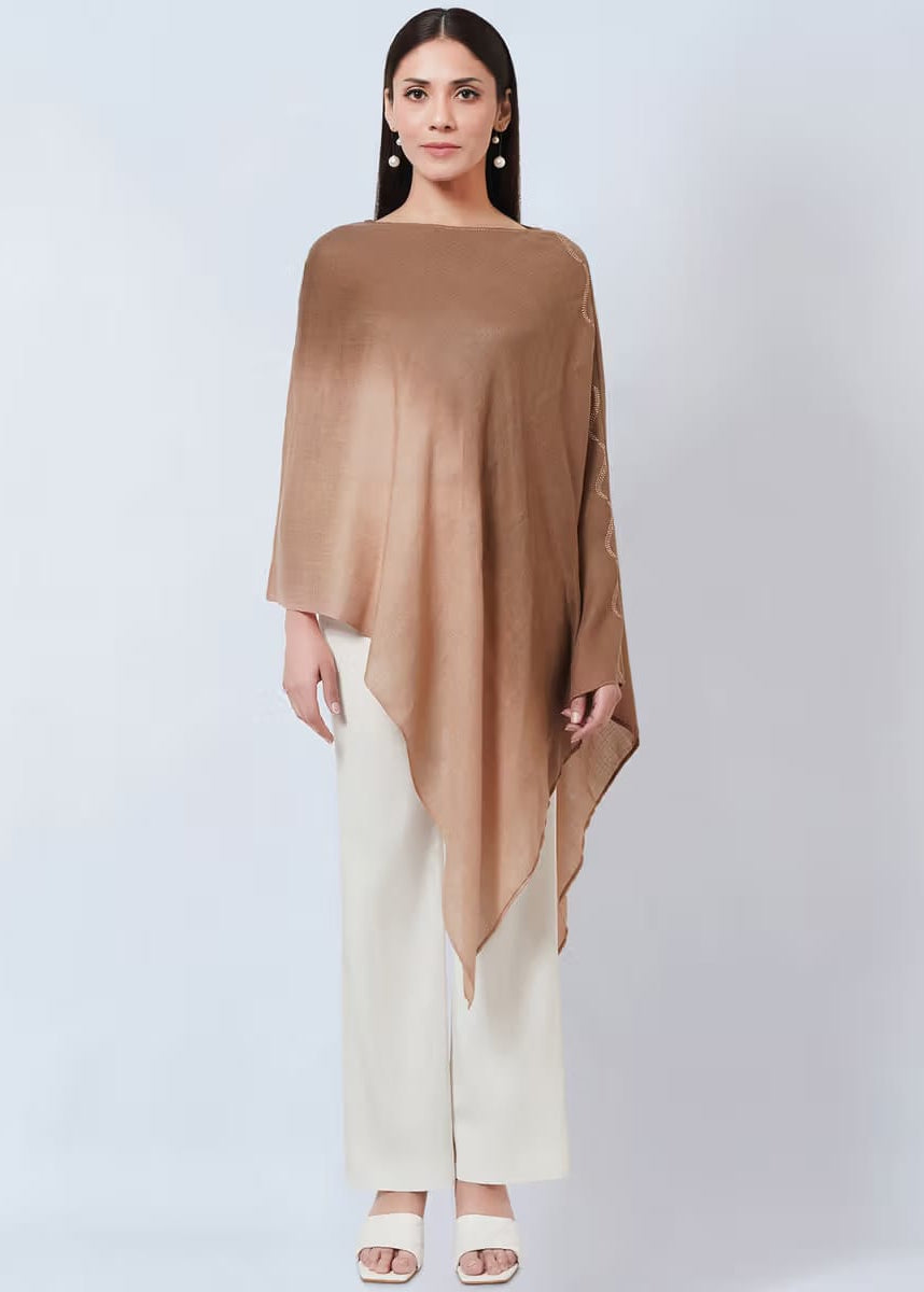 Women’s Brown Solid Asymmetrical Poncho Top