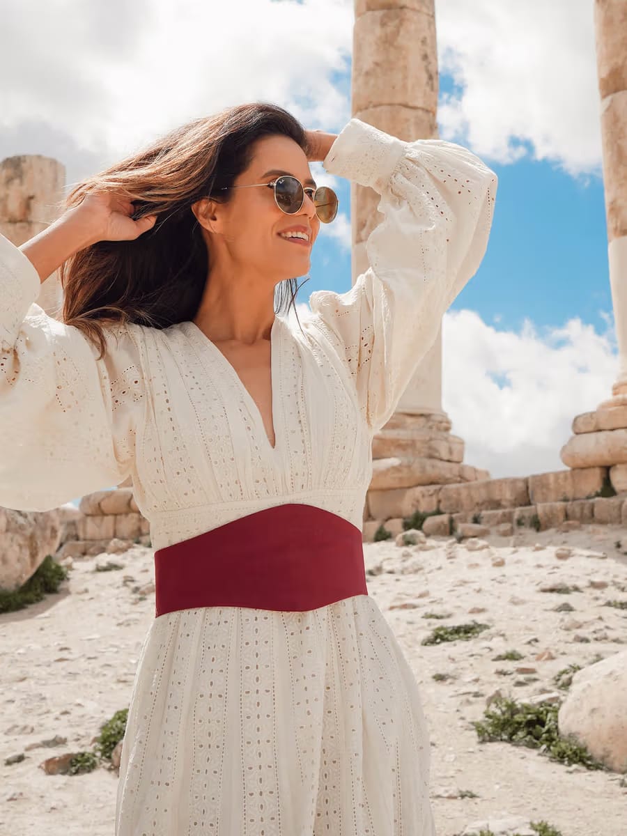 Women’s Boho Eyelet Maxi Dress with Long Sleeves