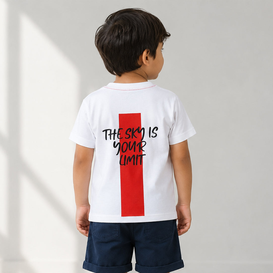Boys White T-Shirt with Red Pocket | Short Sleeve Casual T-Shirt
