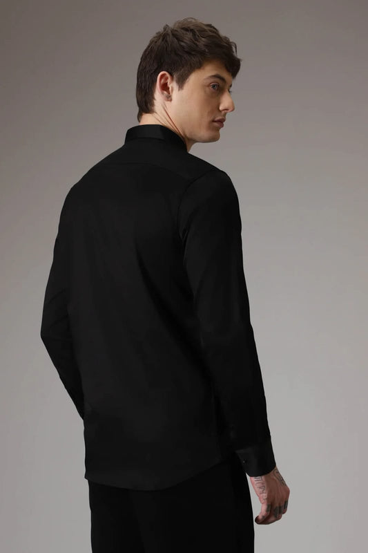 Men's Premium Black Hand-Embroidered Designer Shirt
