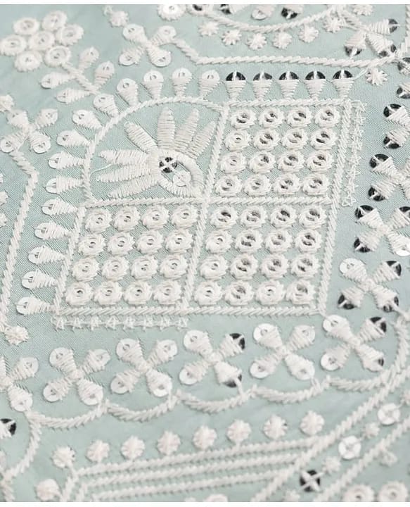 Baby & Toddler Boys Sea Green Lucknowi Chikankari & Mirror Work Kurta Dhoti Set