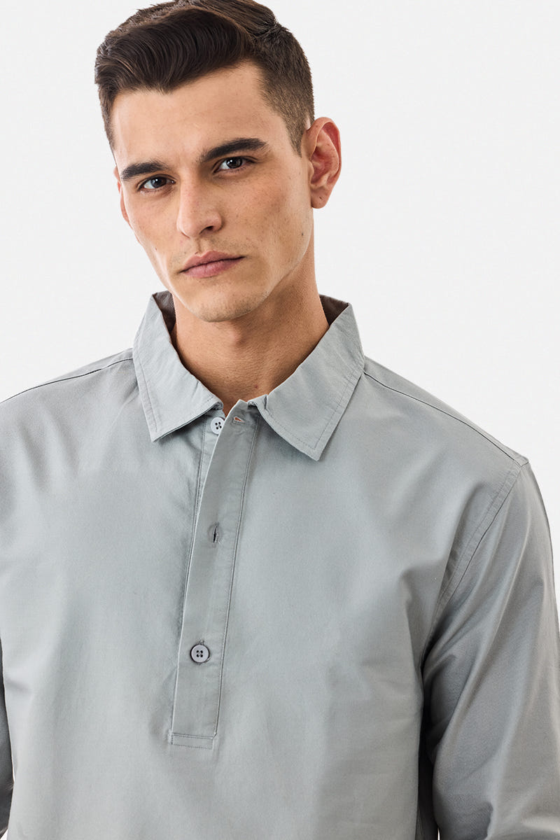 Men's Popover Polo Shirt / Half-Button Shirt