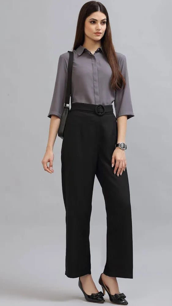 Women’s Charcoal Grey 3/4th Sleeve Formal Shirt