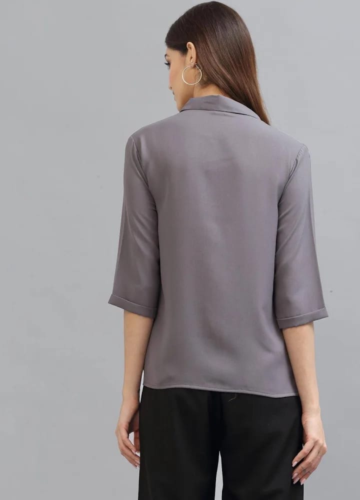 Women’s Charcoal Grey 3/4th Sleeve Formal Shirt