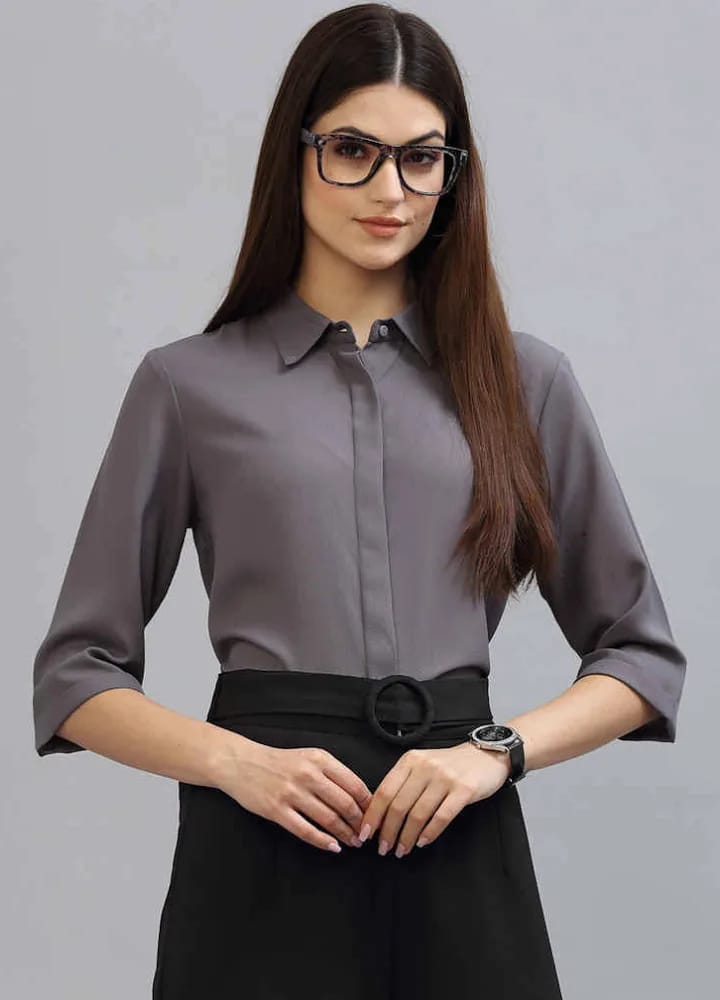 Women’s Charcoal Grey 3/4th Sleeve Formal Shirt