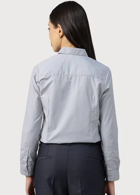 Women’s Light Grey Formal Concealed-Placket Shirt