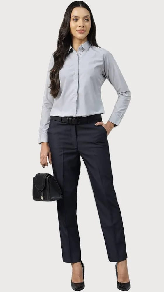 Women’s Light Grey Formal Concealed-Placket Shirt