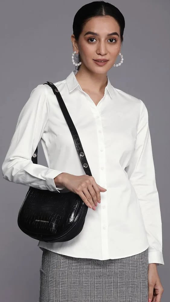 Women’s Classic Solid White Formal Button-Down Shirt