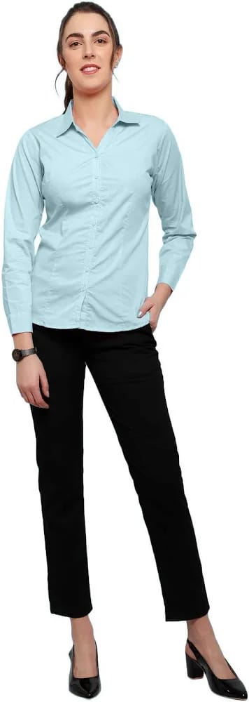 Women’s Ice Blue Formal Button-Down Shirt