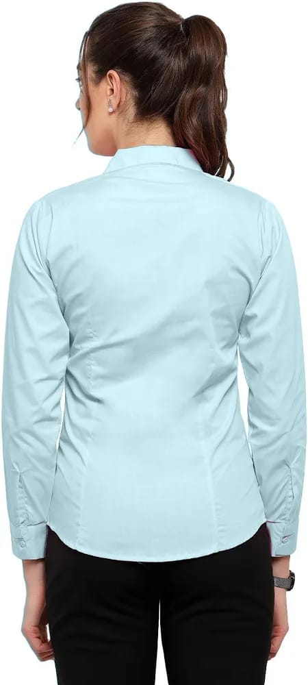 Women’s Ice Blue Formal Button-Down Shirt