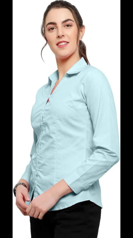 Women’s Ice Blue Formal Button-Down Shirt