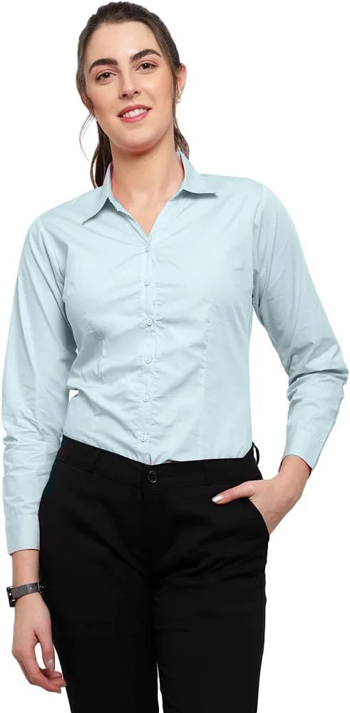Women’s Ice Blue Formal Button-Down Shirt