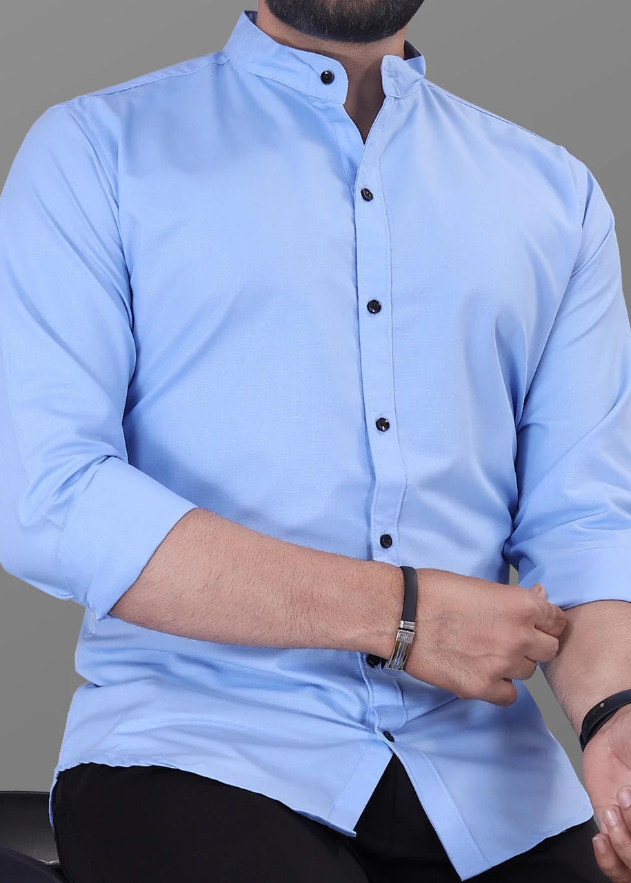 Pearl Ocean Men's Solid Regular Fit Casual Shirt – Sky Blue