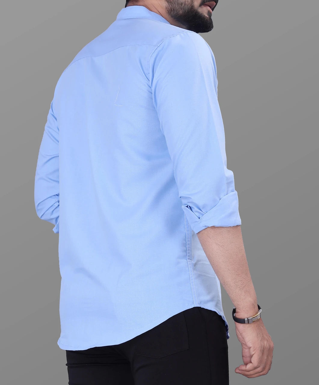 Pearl Ocean Men's Solid Regular Fit Casual Shirt – Sky Blue