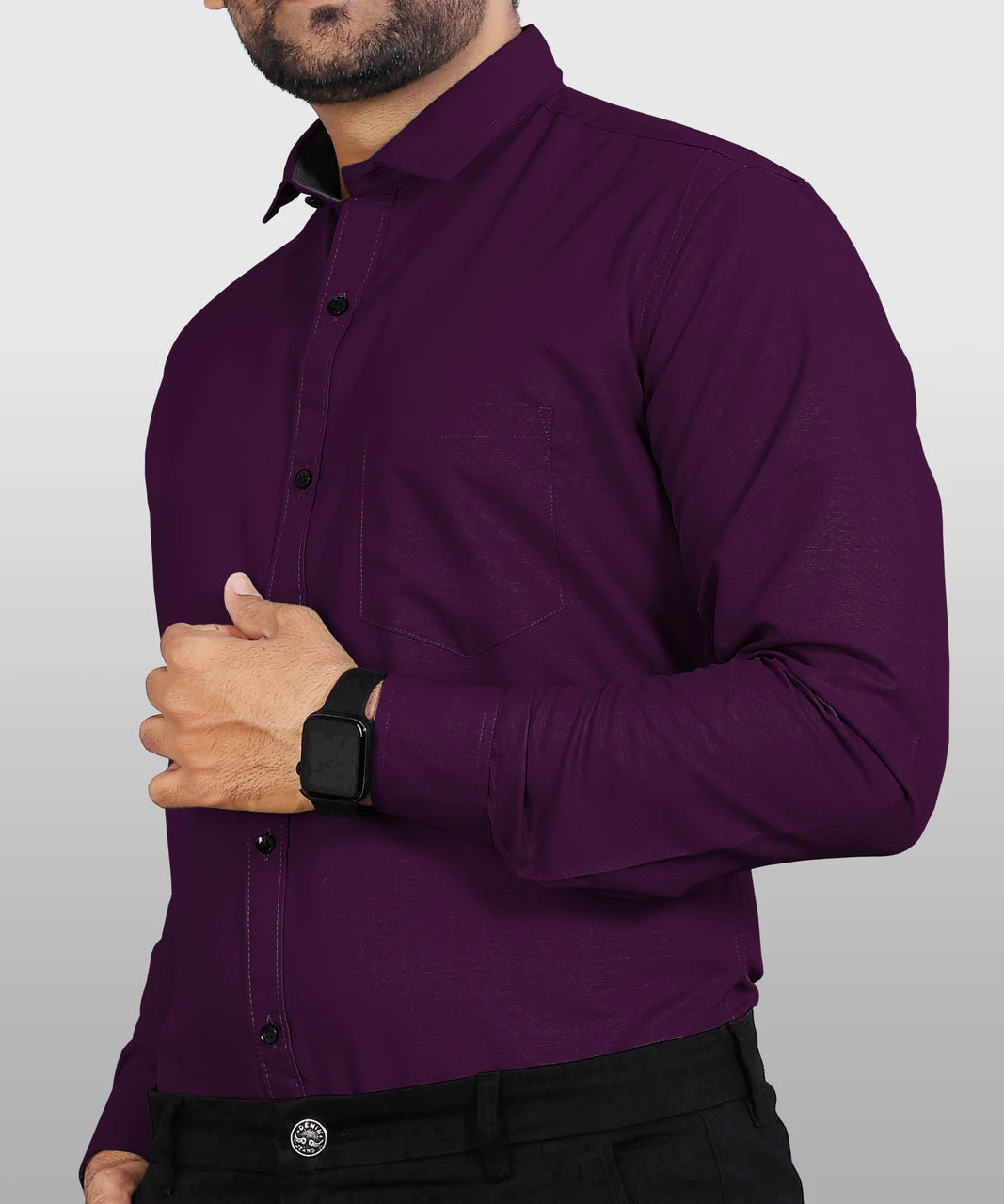 Jadoun Creation Men's Solid Regular Fit Formal Shirt – Deep Plum