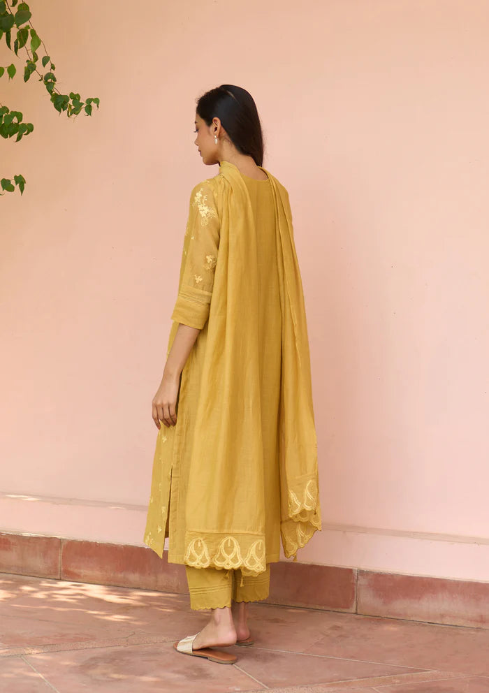 Women’s Mustard Floral Printed Kurti Set