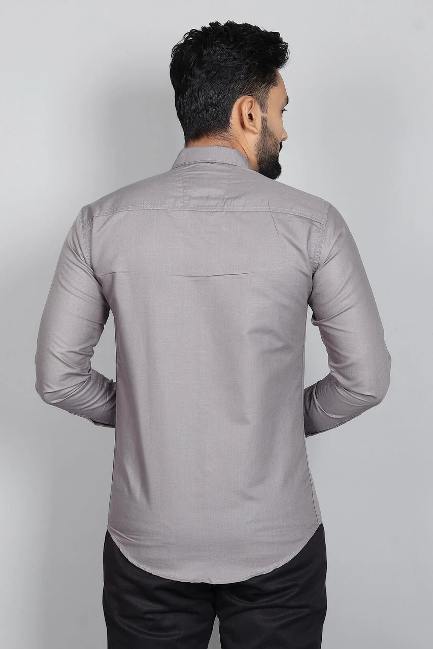 Men’s Solid Slim Fit Formal Shirts Combo (Grey & White)