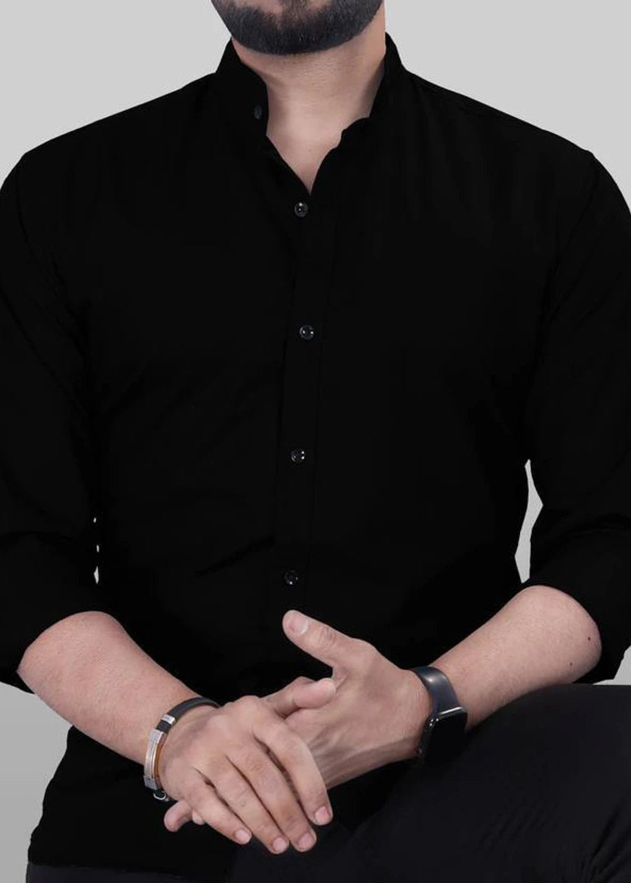 Men's Regular Fit Textured Casual Shirt – Black