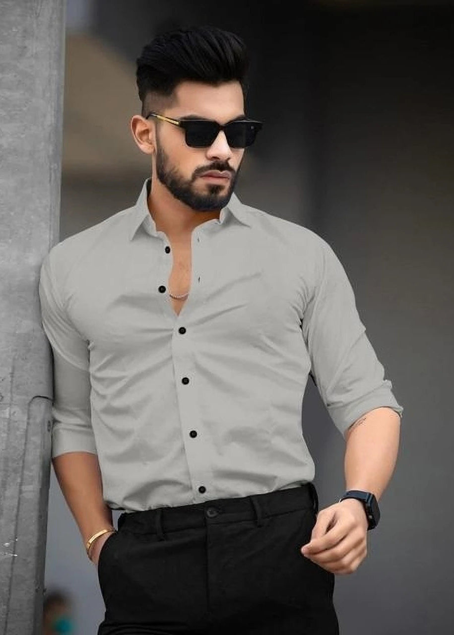 Men's shirt Solid Casual Grey Shirt